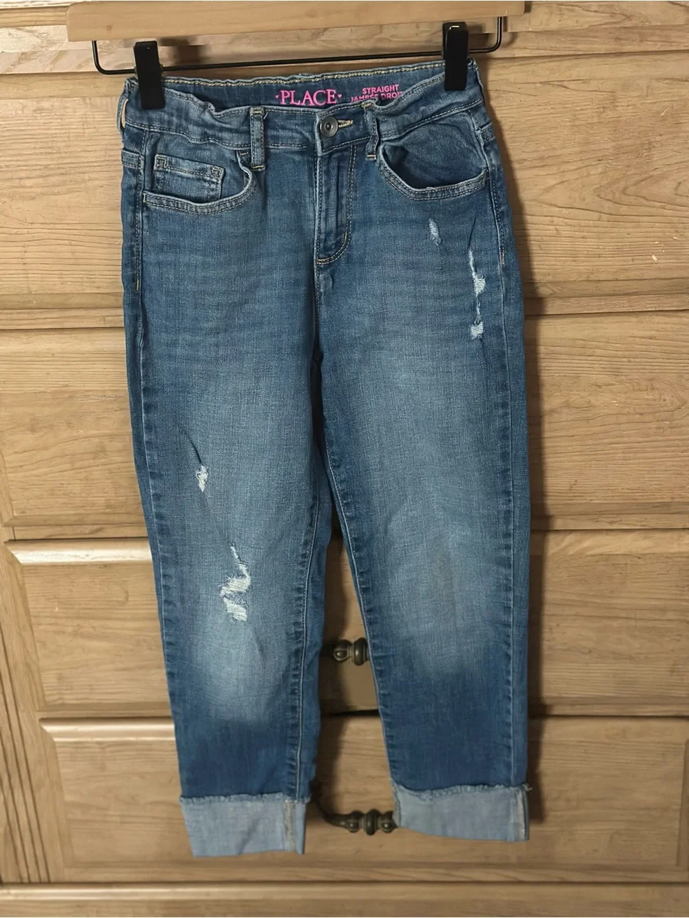 Medium Blue Distressed Cropped Straight Jeans | Size 10 by The Children’s Place